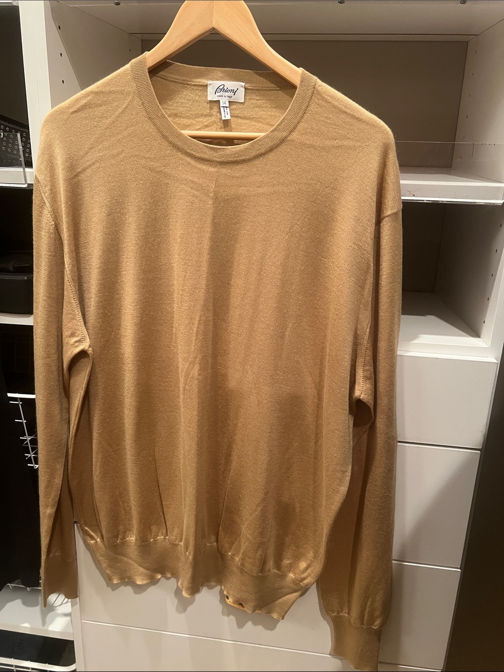 Brioni Camel Tone Lightweight Crewneck Sweater
